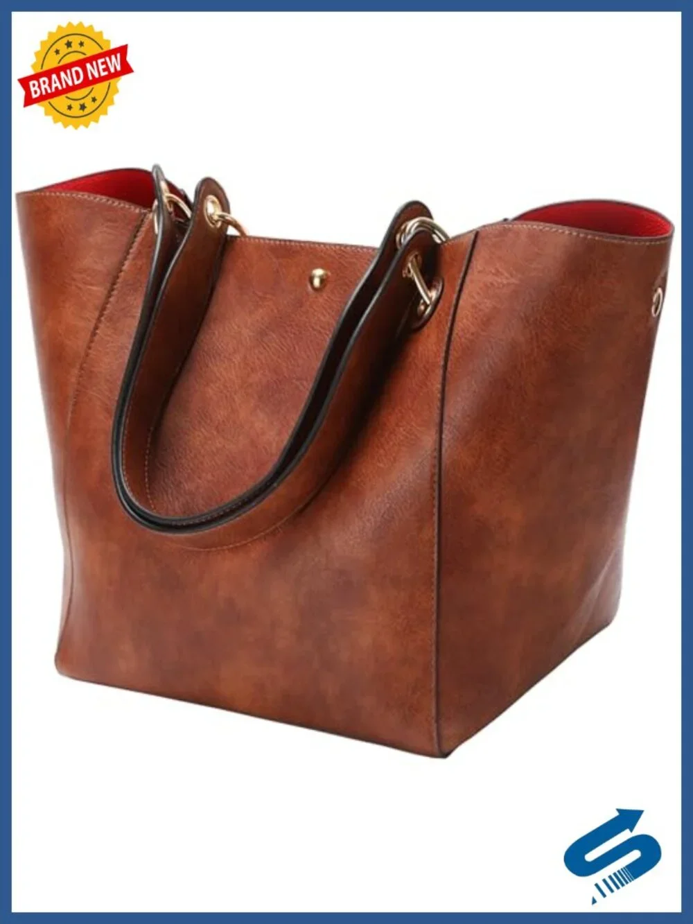 Faux Leather Large Work Tote Bag Women's Designer Shoulder Crossbody Purse